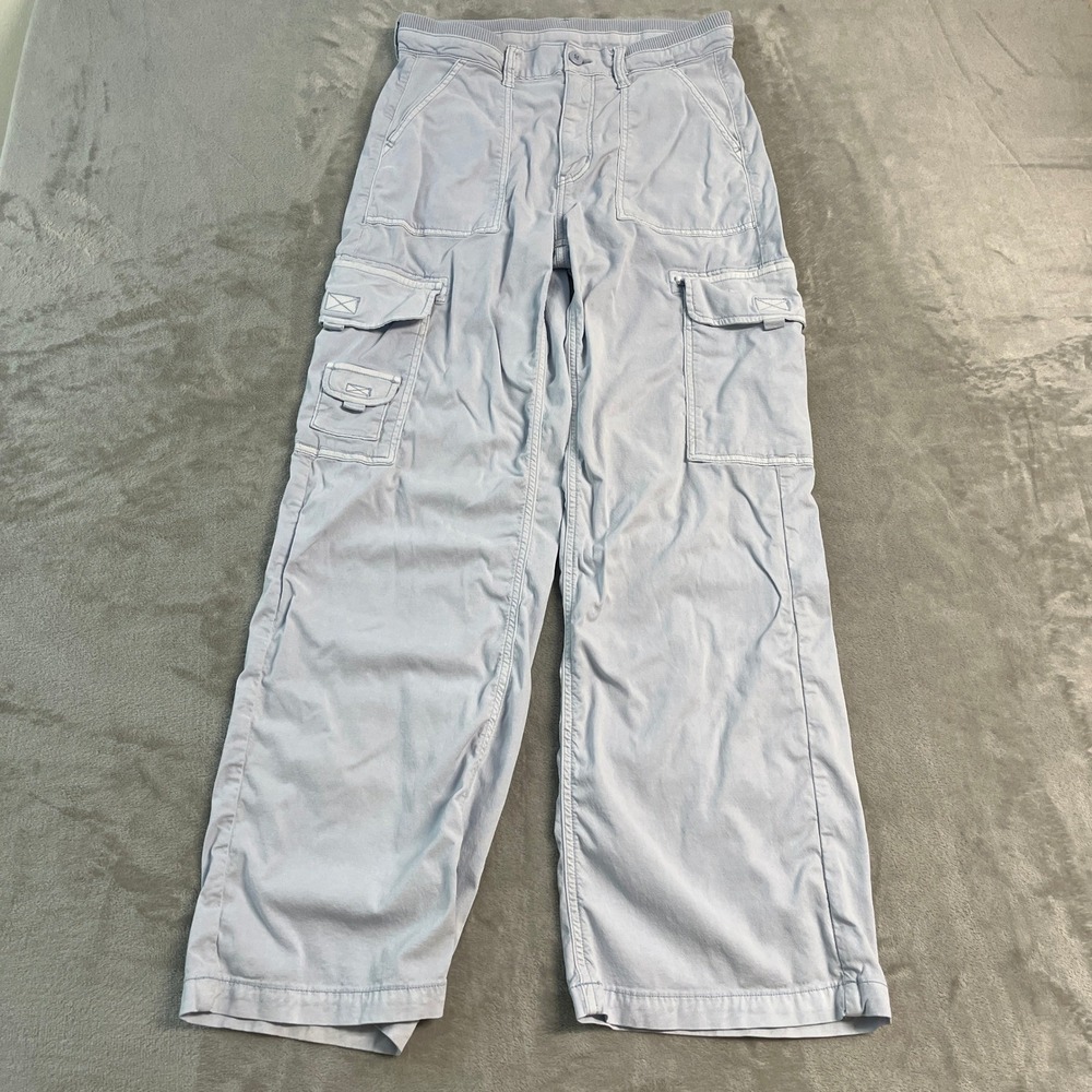 American Eagle Womens 6 Light Blue Cargo Pants Baggy Wide Leg Lyocell Stretch